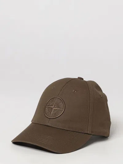 Stone Island Cotton Baseball Cap With Embroidered Compass Logo In Brown