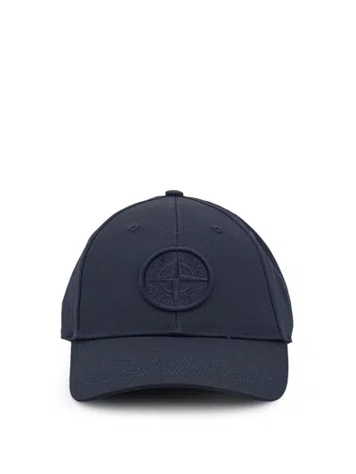 Stone Island Cotton Baseball Hat In Blue