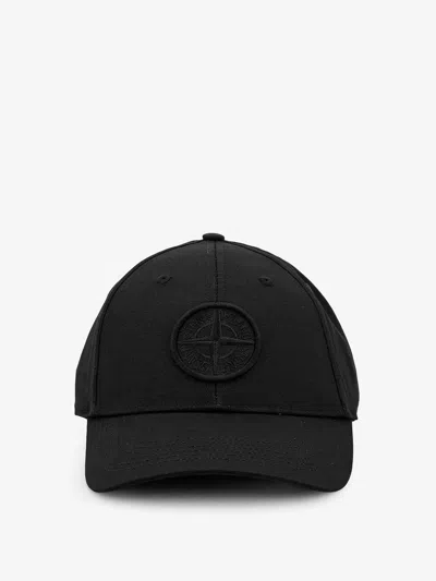 Stone Island Cotton Baseball Hat In Black