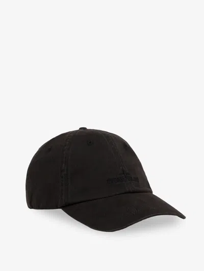 Stone Island Cotton Baseball Hat In Black