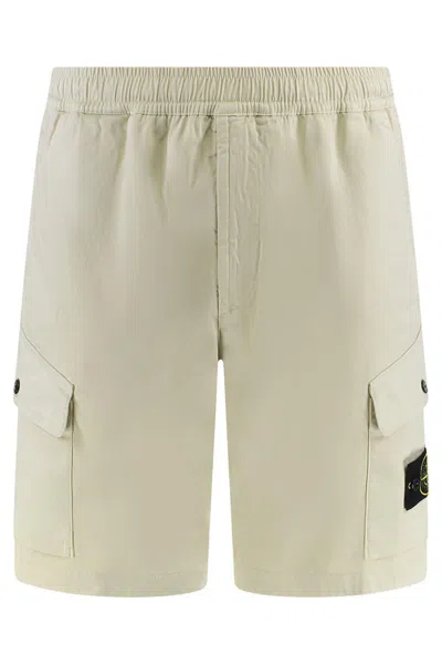 Stone Island Cotton Bermuda Shorts Cargo Pockets In Neutral