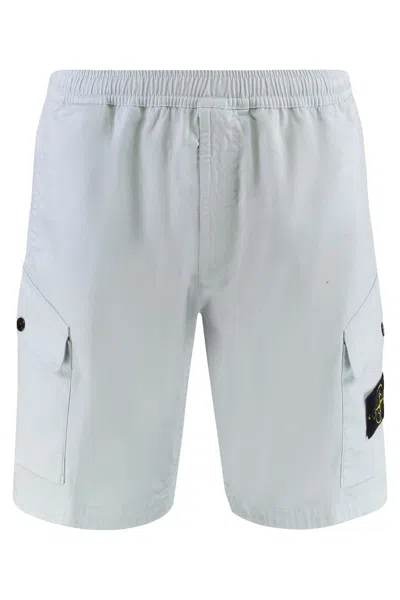Stone Island Cotton Bermuda Shorts In Blue
