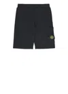Stone Island Black Bermuda Shorts In Cotton In Black