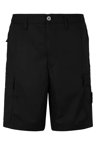 Stone Island Cotton Bermuda Shorts In Black