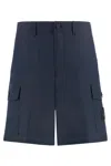 Stone Island Cotton Bermuda Shorts In Blue
