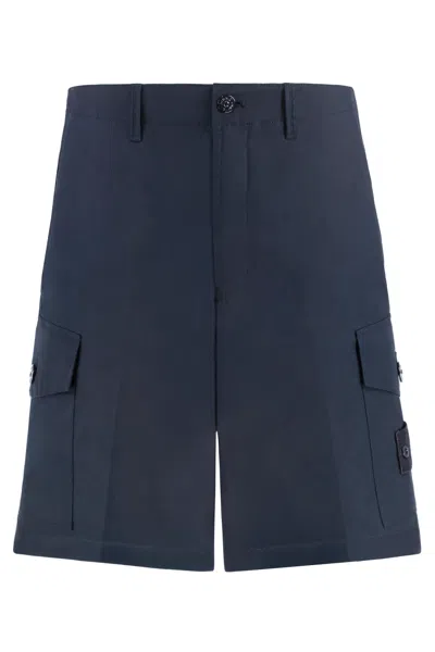 Stone Island Cotton Bermuda Shorts In Blue