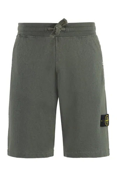 Stone Island Cotton Bermuda Shorts In Gray