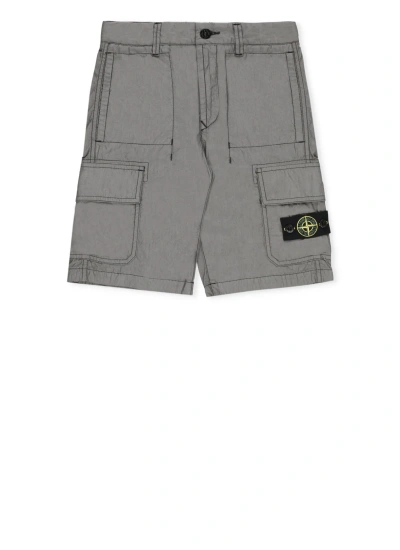 Stone Island Kids' Cotton Bermuda Shorts In Grey