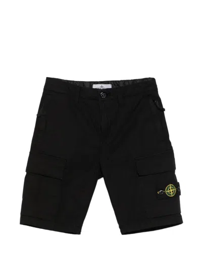 Stone Island Kids' Cotton Bermuda With Pockets In Black