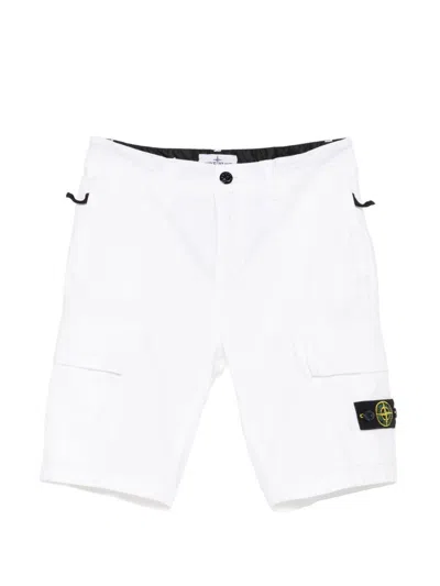 Stone Island Kids' Cotton Bermuda With Pockets In White