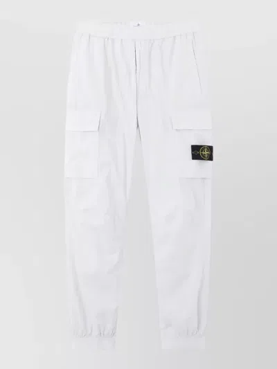 Stone Island Cotton Blend Cargo Trousers Elastic Cuffs