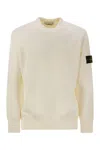 Stone Island Crew Neck Wool Sweater With Reverse Stitch Details Clothing In Neutral