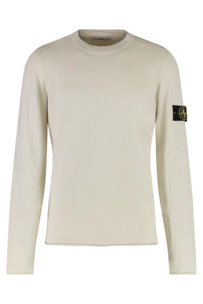 Stone Island Crew-neck Cotton Blend Sweater In Neutral