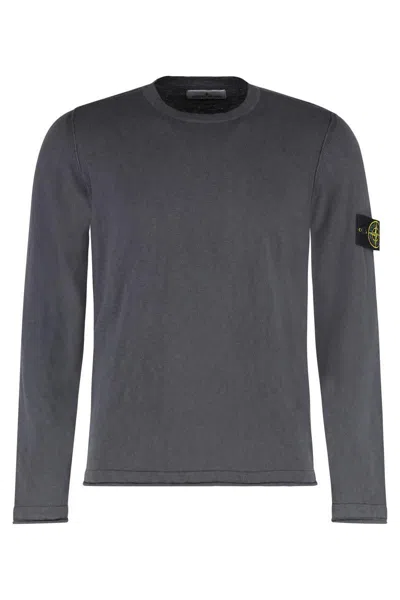 Stone Island Cotton Blend Crew-neck Sweater In Gray