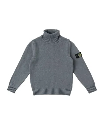 Stone Island Cotton Blend Knit Turtleneck Sweater In Blue