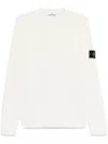 Stone Island Cotton Blend Lightweight Knitted Crewneck Sweater Clothing In Beige