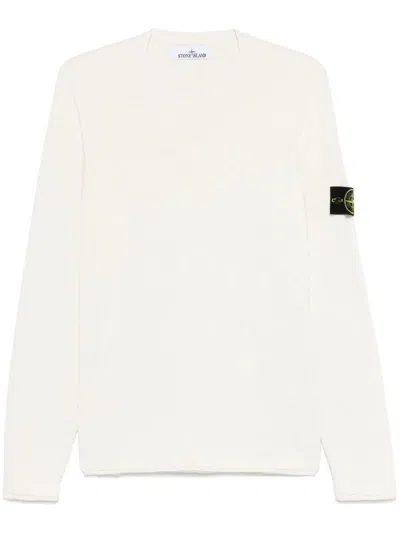 Stone Island Cotton Blend Lightweight Knitted Crewneck Sweater Clothing In Beige