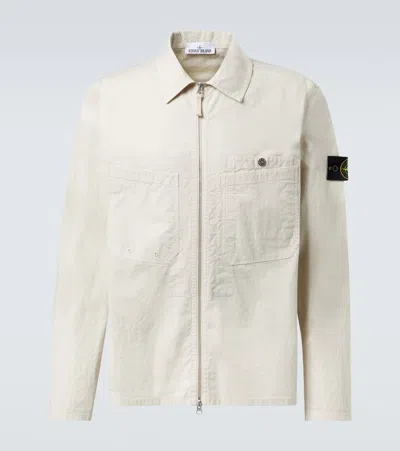 Stone Island Cotton-blend Overshirt In Beige