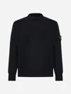 Stone Island Crewneck Sweater In Winter Cotton Knitwear Black In Nero