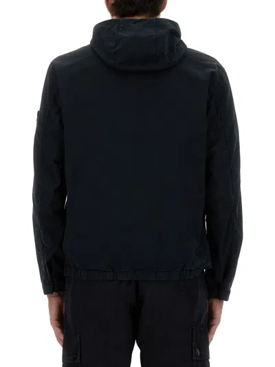 Stone Island Cotton Blend Trench In Black