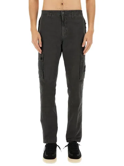 Stone Island Cotton Canvas Cargo Pants In Black