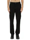 Stone Island Black Slim Cargo Pants With Elasticated Waist And Logo Patch In Stretch Cotton Man In Black