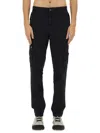 Stone Island Black Slim Cargo Pants With Elasticated Waist And Logo Patch In Stretch Cotton Man In Blue