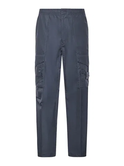 Stone Island Cotton Canvas Cargo Pants With Logo In Multi