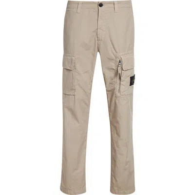 Stone Island Cotton Canvas Cargo Trousers In Neutral