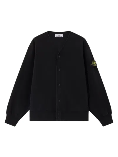 Stone Island Cotton Cardigan In Black