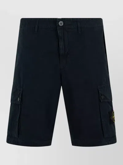 Stone Island Cotton Cargo Bermuda Shorts Knee Length In Blue