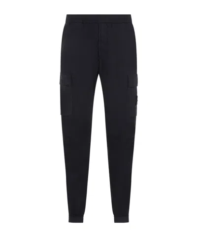 Stone Island Cotton Cargo Pants In Black