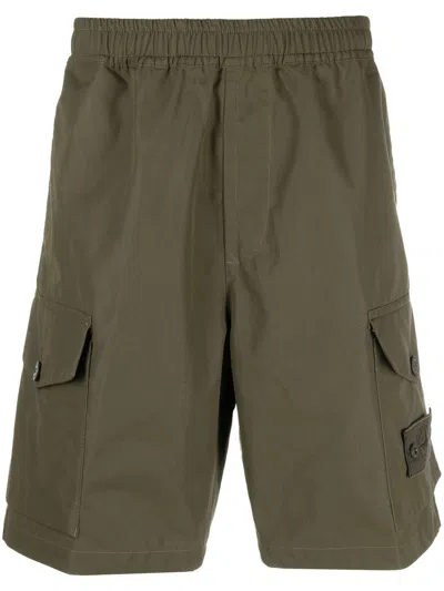 Stone Island Cotton Cargo Shorts In Military Green