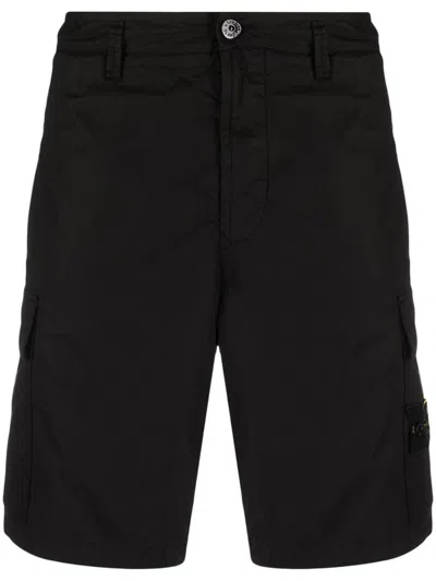 Stone Island Compass-motif Track Shorts In Black