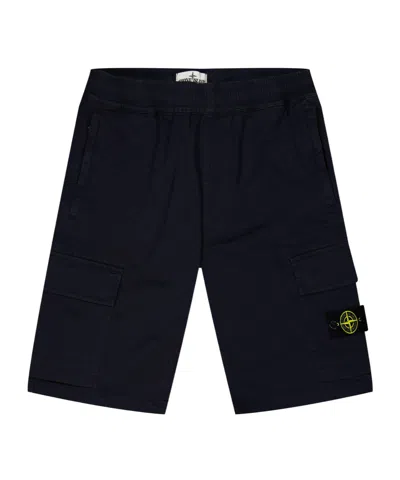 Stone Island Kids' Cotton Cargo Shorts In Black