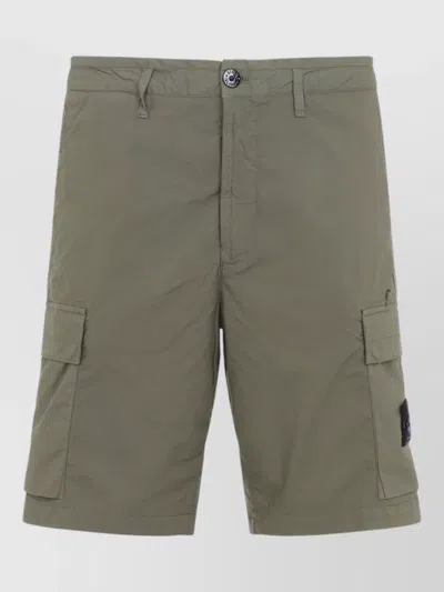 Stone Island Cotton Cargo Shorts Logo Patch Detail In Brown
