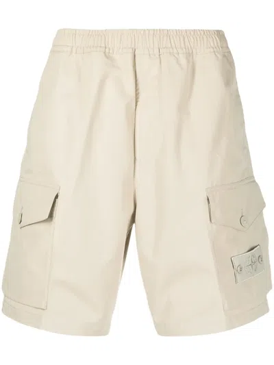 Stone Island Cotton Cargo Shorts In Neutrals