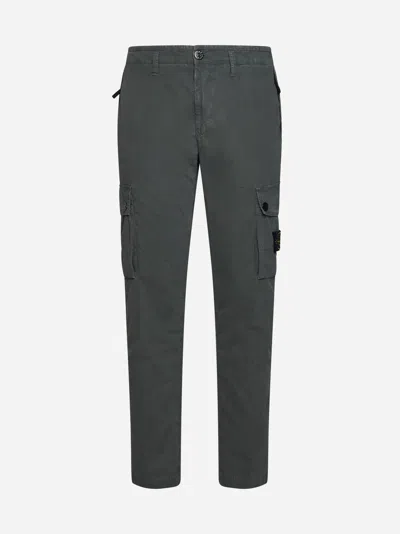 Stone Island Cotton Cargo Trousers In Gray