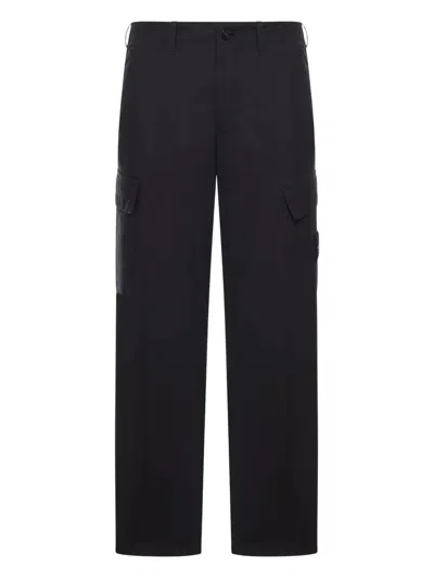 Stone Island Cotton Cargo Trousers In Black