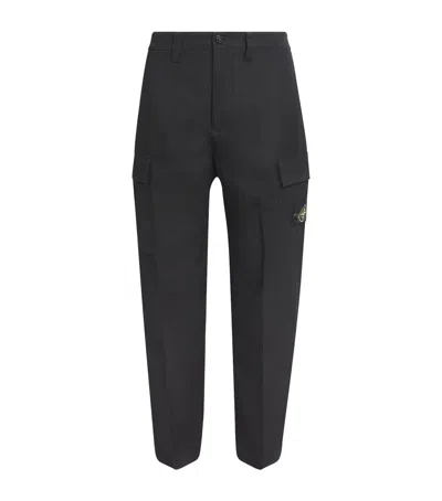 Stone Island Cotton Cargo Trousers In Black