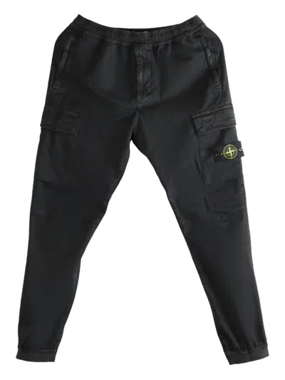 Stone Island Cotton Cargo Trousers In Black