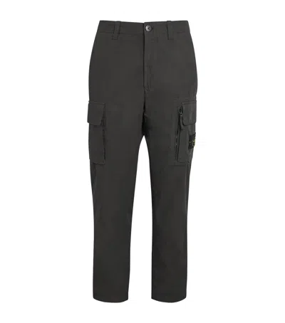 Stone Island Cotton Cargo Trousers In Gray