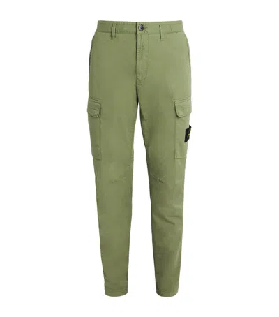 Stone Island Cotton Cargo Trousers In Green