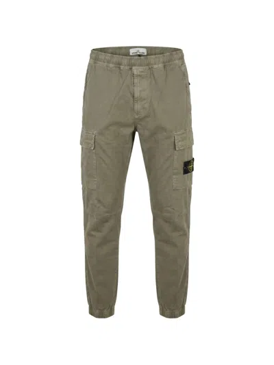 Stone Island Cotton Cargo Trousers In Green