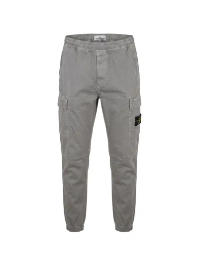 Stone Island Cotton Cargo Trousers In Grey