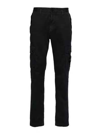 Stone Island Cotton Cargo Trousers With Pockets In Black