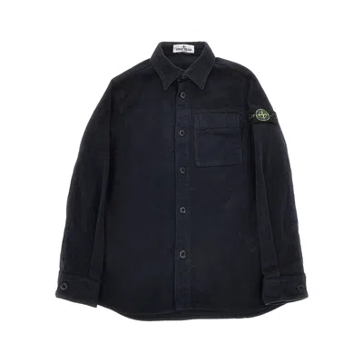 Stone Island Cotton Cloth Overshirt Kids In Blue