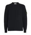 Stone Island Lightweight Wool Crew Neck Sweater With Raglan Sleeves Clothing In Black