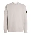 Stone Island Ivory Crewneck Sweatshirt With Iconic Patch Detail In Gray