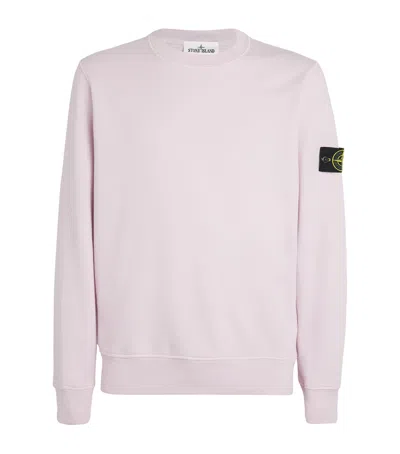 Stone Island Cotton Compass Logo Sweatshirt In Pink